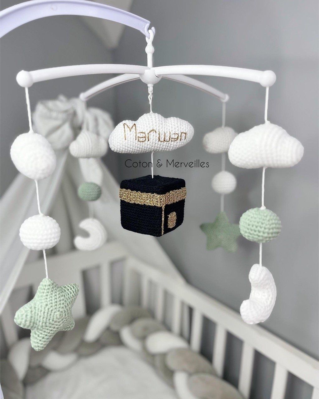 🕋 MOBILE BÉBÉ CORANIQUE PERSONNALISÉ - Coton et Merveilles